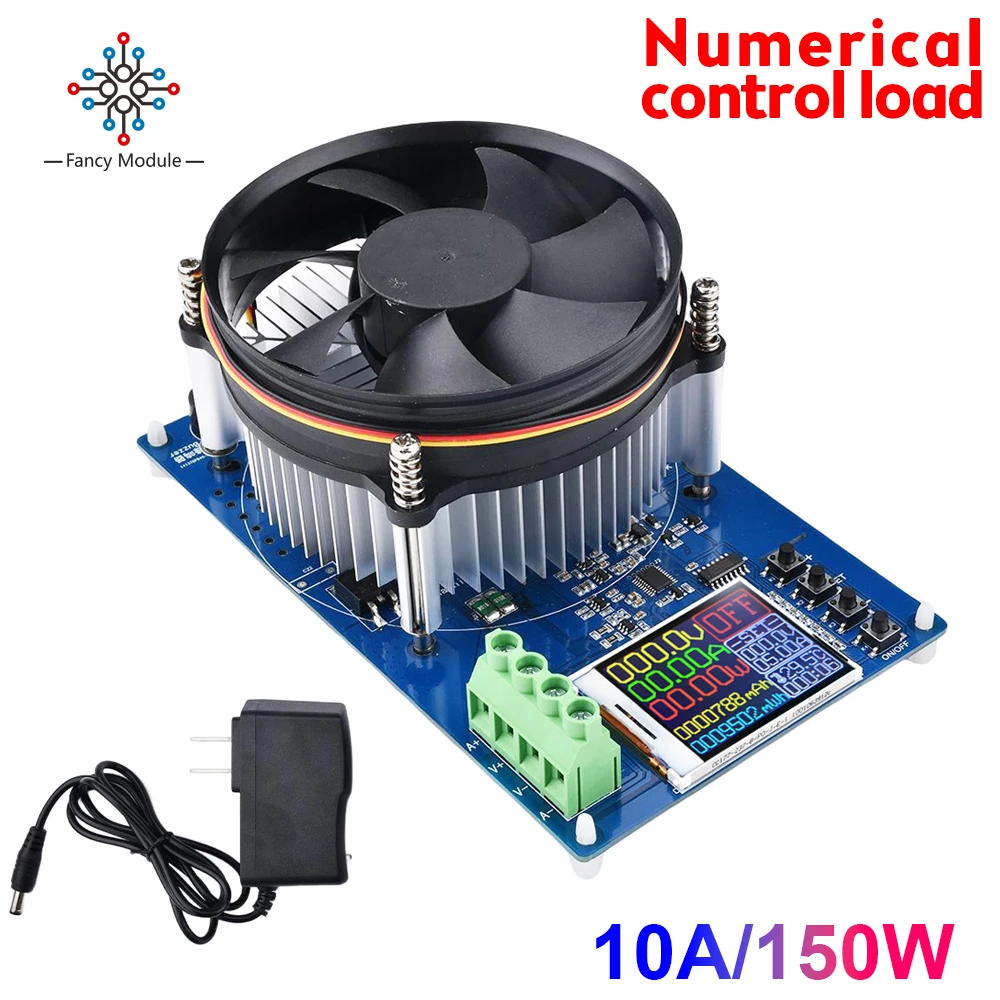 

150W Battery Capacity 4-wires Tester CNC Type Electronic Load Power Discharge Meter 1.77 Inch TFT Color Screen US Power Adapter