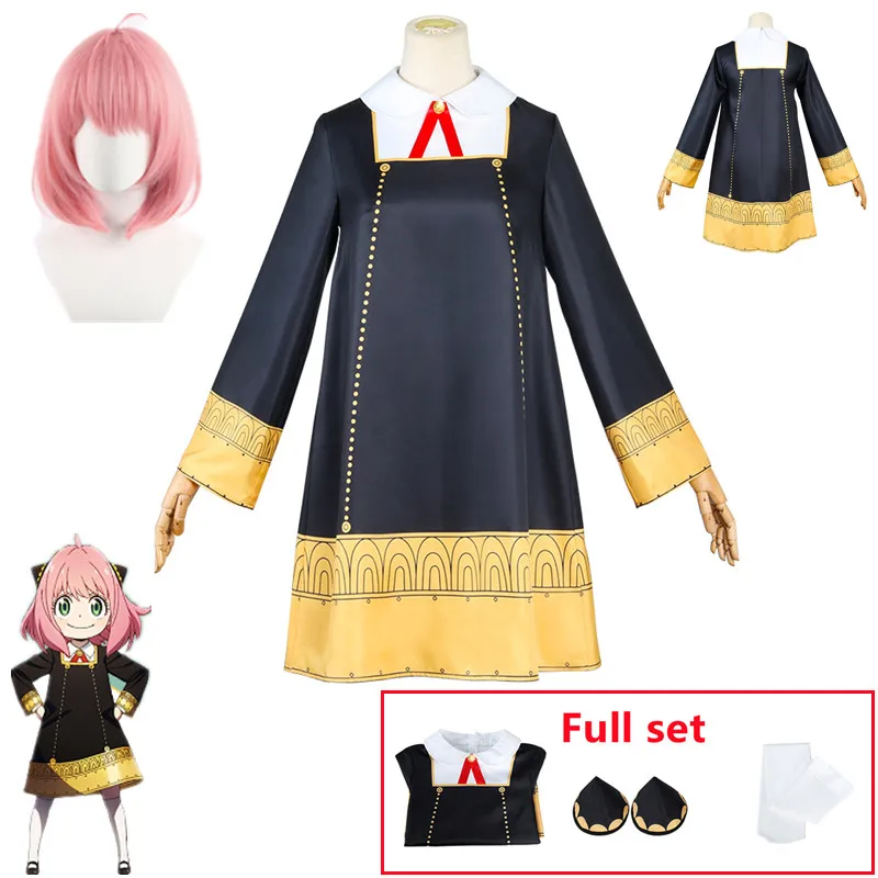 

Взрослые Дети Аниме шпион X семья Аня подделка Косплей Костюм Черное платье униформа ПОЛНЫЙ КОМПЛЕКТ Хэллоуин карнавальвечерние одежда