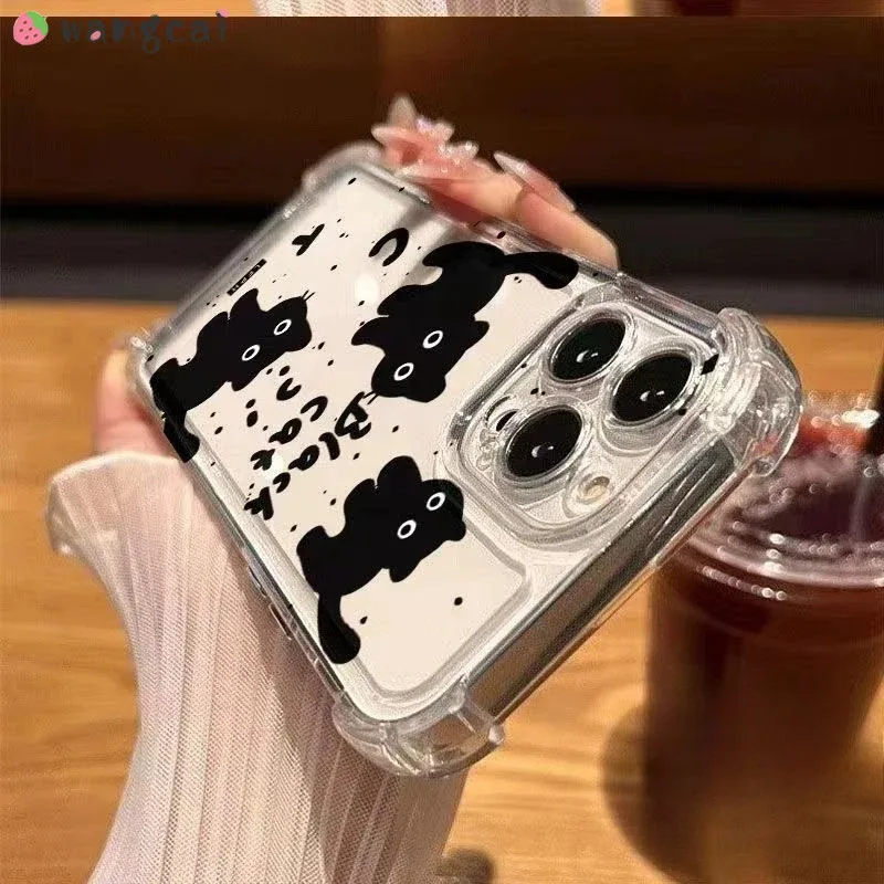 Чехол для телефона Vivo X100 Ultra X100s T3 Lite iQOO Neo 9 9s Pro Z9 Turbo Z9X Z8 Z8X с милым черным котом