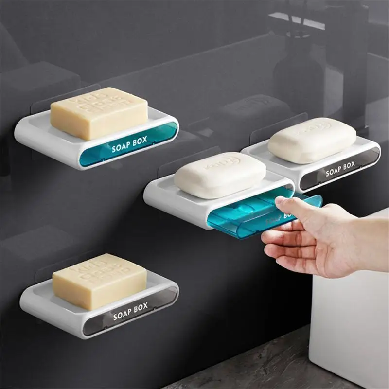 

Double Layer Hanging Soap Box Punch-free Soap Draining Holder Household Suction Cup Toiletries Organizer Kitchen Accessorie