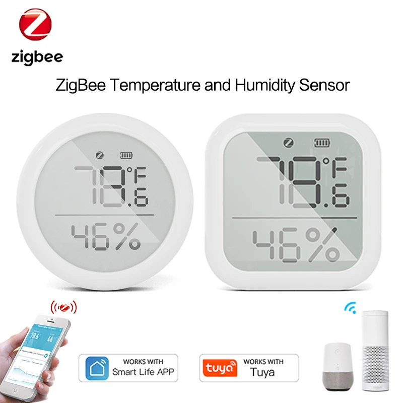 

Tuya ZigBee Smart Temperature And Humidity Sensor Smart Home Automation Detector With LED Screen Works With Tuya Zigbee Hub