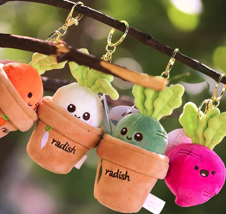 

10cm Cute Creative Cartoon Grass Potted Radish Plush Toy Pendant Carrot Doll Plush Doll Keychain Send Friends Birthday Gift