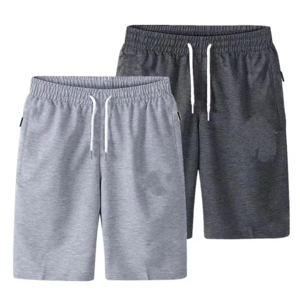 

Shorts Elastic Waist All Match Thin Loose Pockets Outwear Polyester Solid Color Summer Fitness Beach Sweatpant