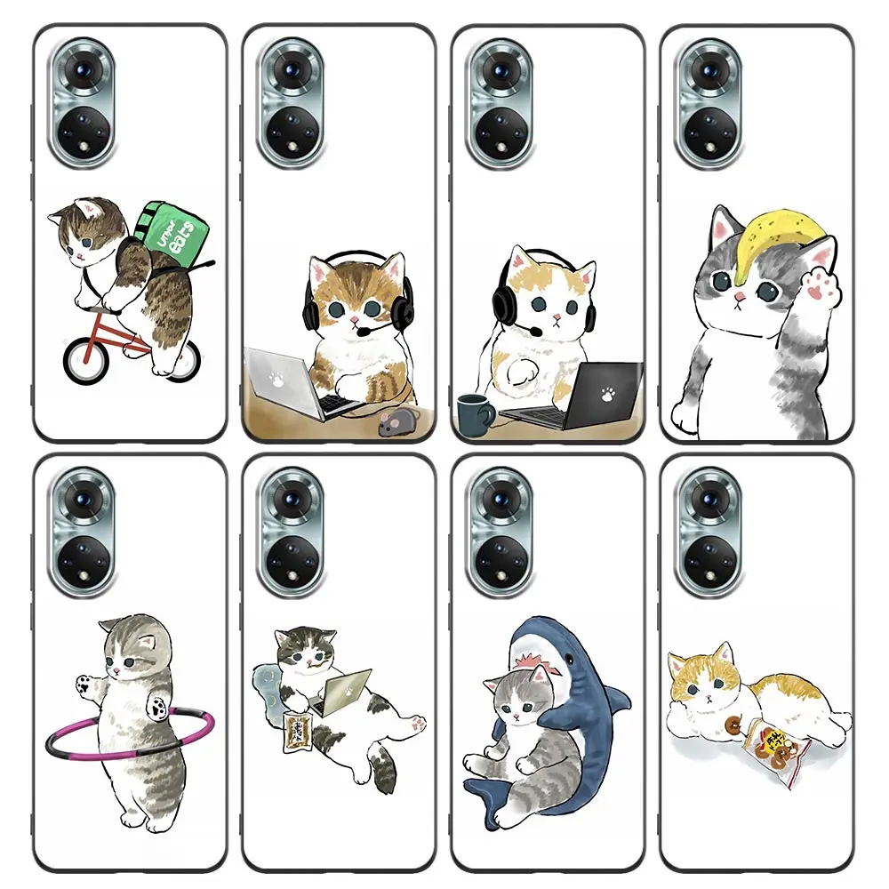 

Funny Cartoon Cat Kitty Comics Phone Case For Honor X8 60 8X 9X 50 30i 21i 20 9A Play Nova 8i 9 SE Y60 Magic4 Pro Lite 5G Cover