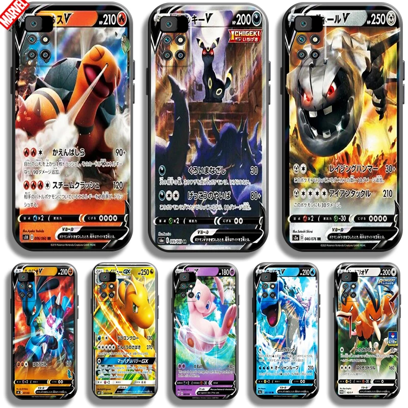 

Anime Pokemon Cards Pikachu For Xiaomi Redmi 10 Phone Case Redmi 10 Carcasa Black Coque Soft Silicone Cover