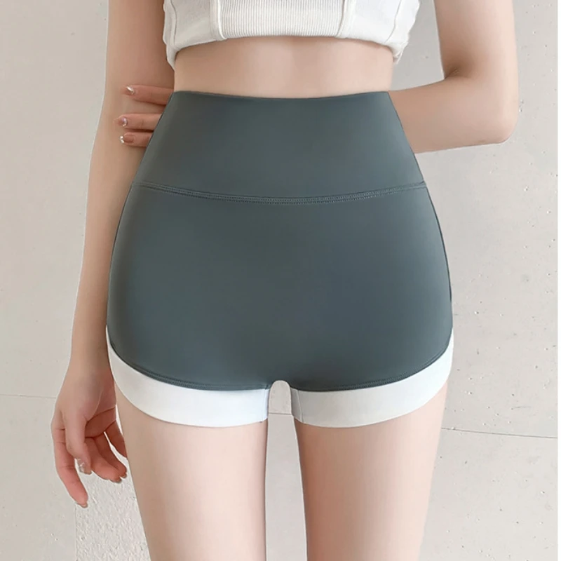 Patchwork Color Contrast Thin Shark Shorts for Women Summer Womens Clothing Safety Pants Can Wear Ice Silk Seamless Booty Shorts