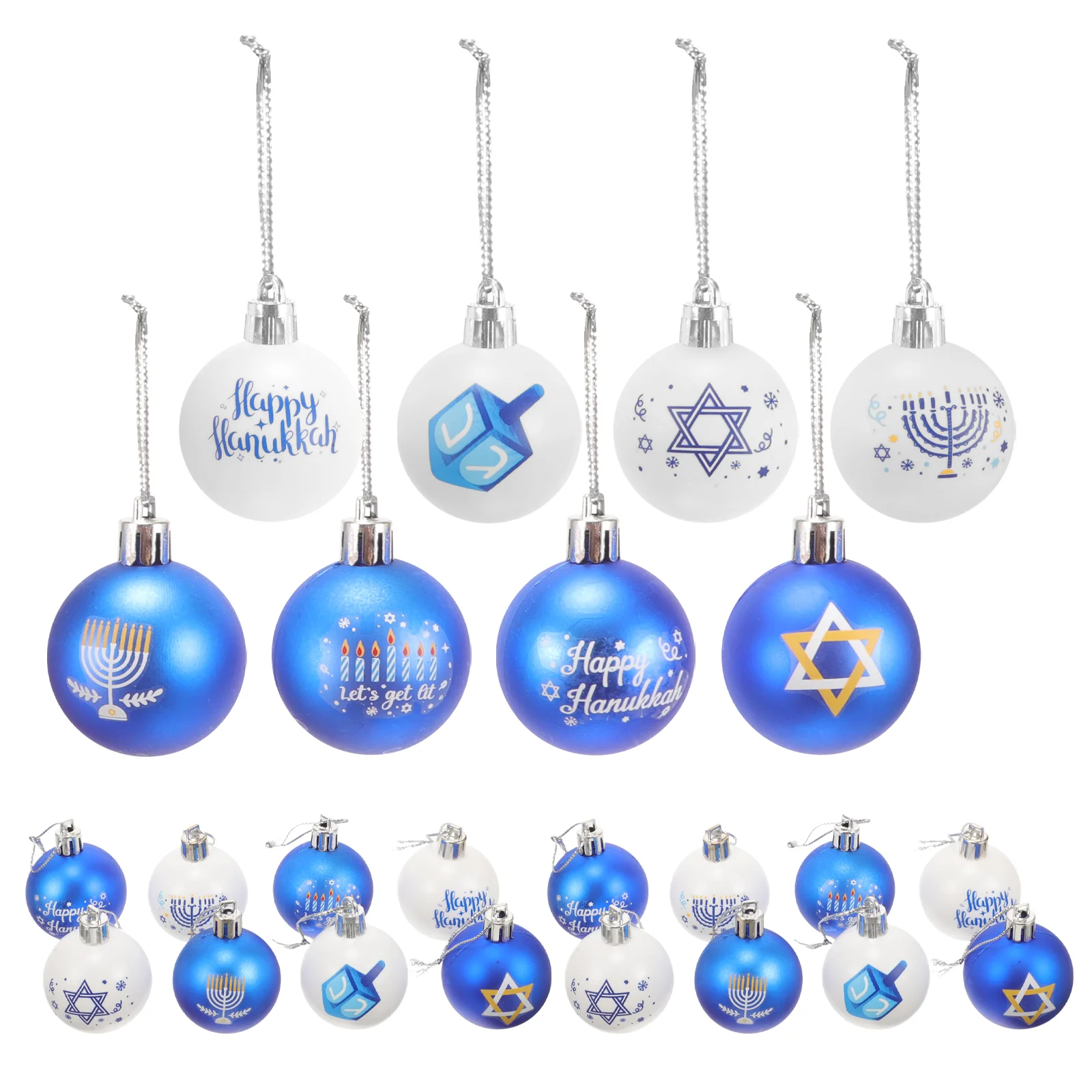 

24 Pcs Hanukkah Decorations Christmas Tree Decors Party Layout Balls Plastic Pendants