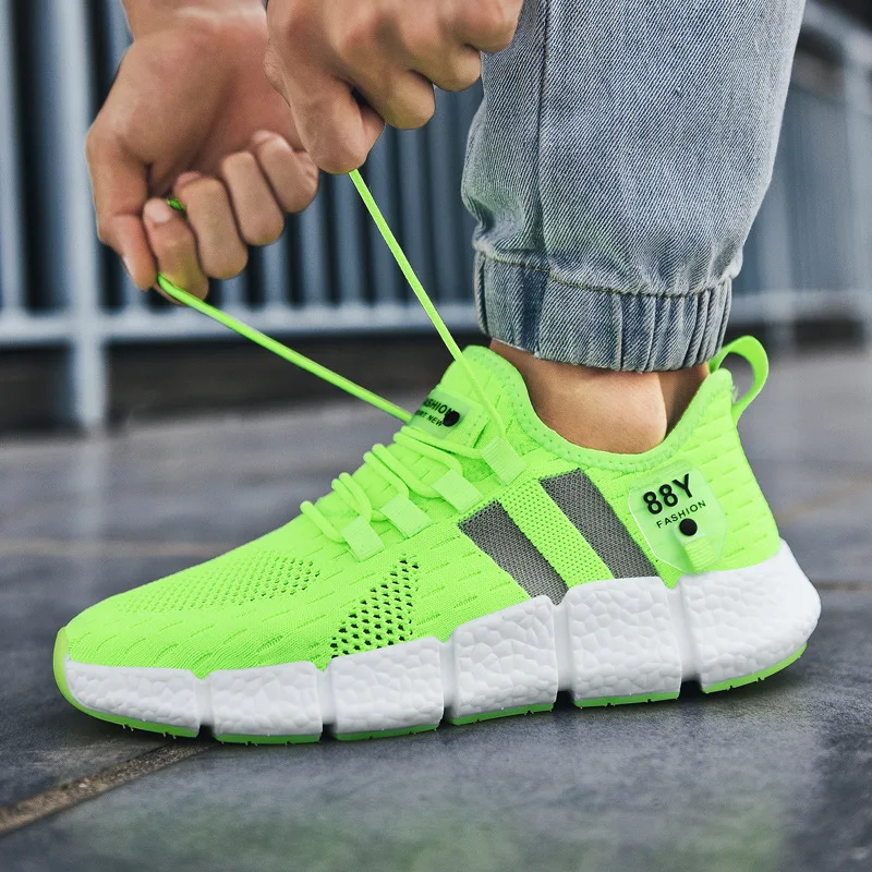 Men's Tide Shoes Flying Woven Shoes Sneakers Men's Running Shoes Casual Shoes Men's Sports Shoes Breathable and Comfortable