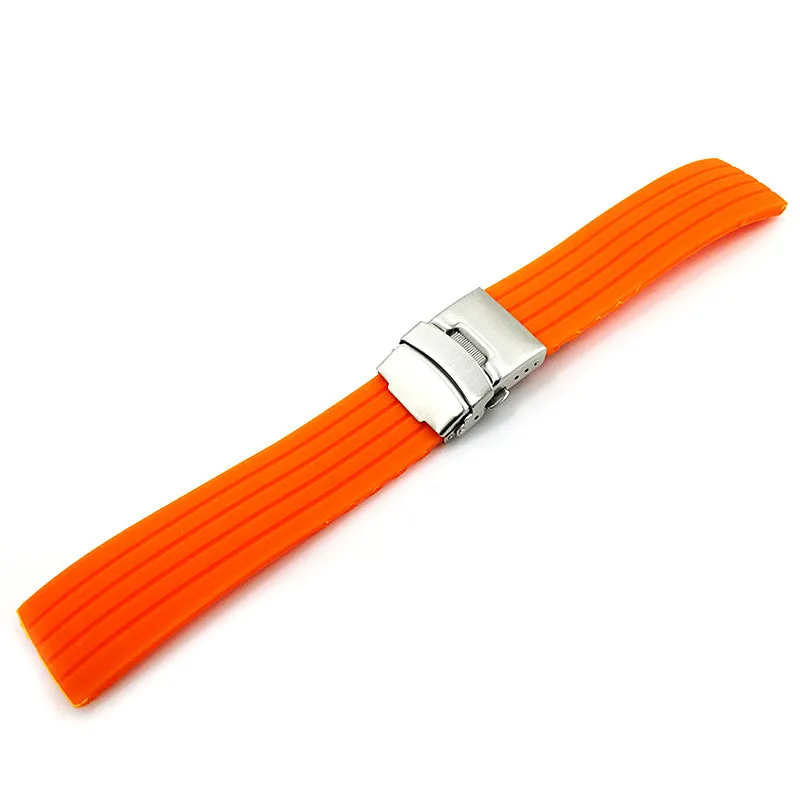 Wholesale 10PCS/Lot 18MM 20MM 22MM 24MM Rubber Bands Watch Strap Watch Band Black Red White Green Blue Coffee Orange Grey Color