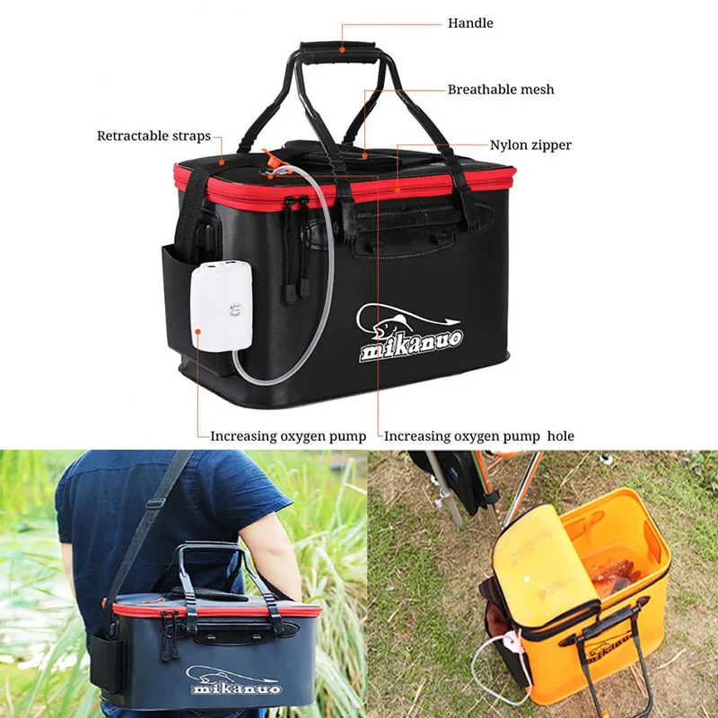 

Shoulder Multifunction Fishing Bag Portable Fold Live Fish Storage Box With Oxygen Pump Bucket Tackle Outdoor Fishing Equipment