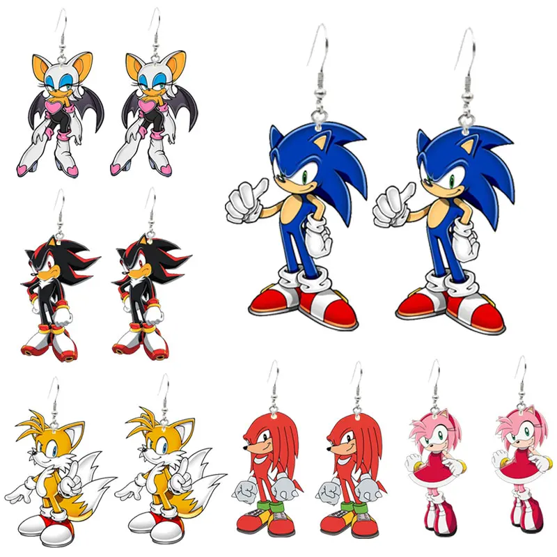 

Sonics Earrings Cute Acrylic Cartoon Game Hedgehog Tails Amy Rose Earrings Charm For Pendant Kids Adults Fans Gift customized