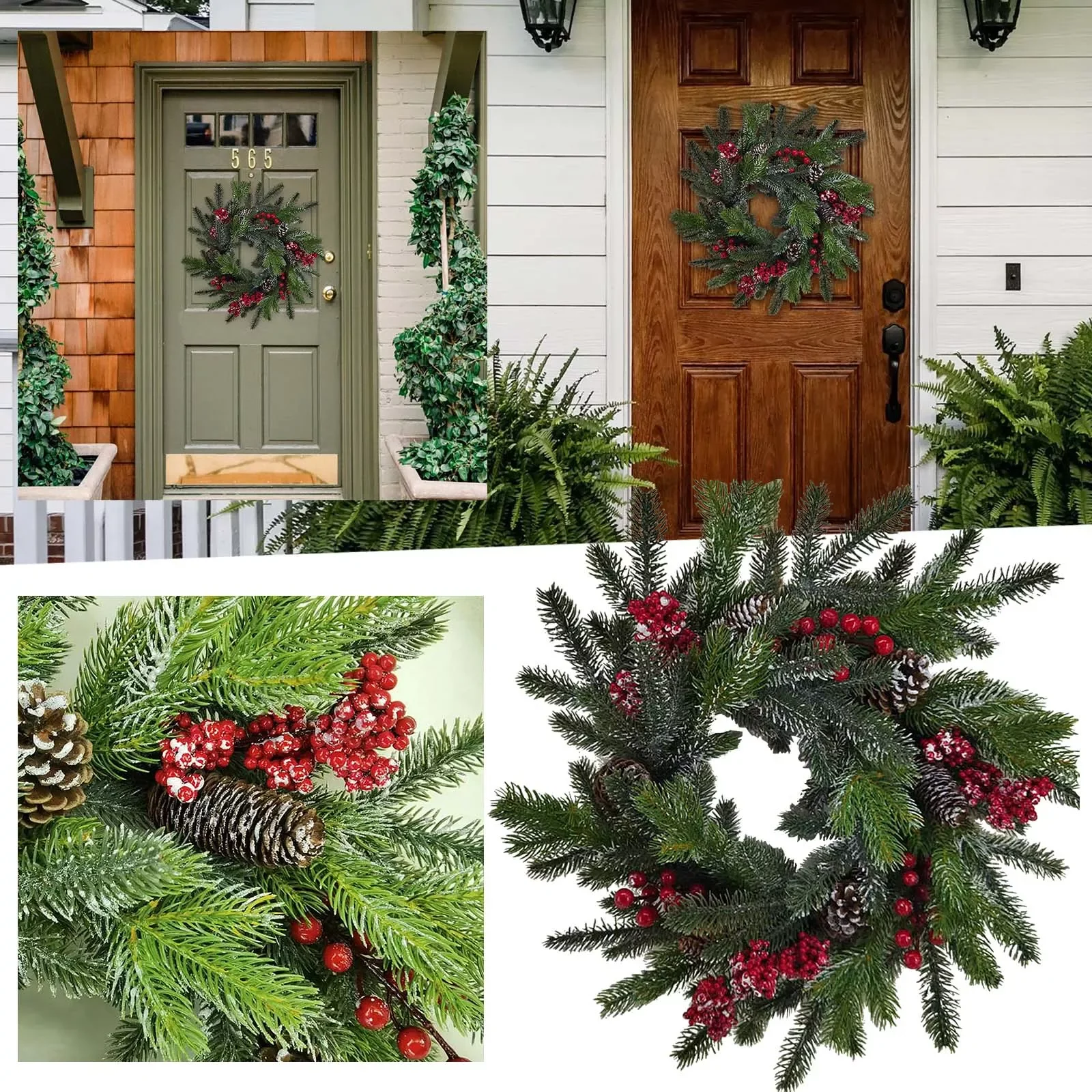 

Наружные растения для входной двери наружный освещенный венок внешний свет круглый год Рождественский венок настенный подвесной Рождеств...