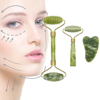 natural jade stone face lift roller guasha gouache scraper massage tools facial body neck anti wrinkle cellulite beauty massager