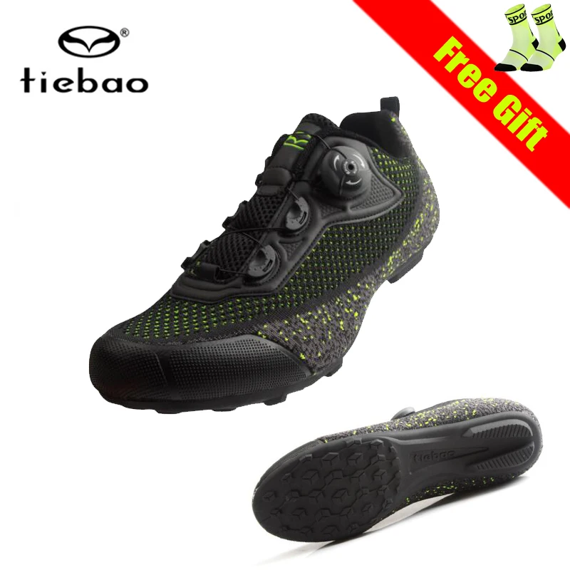 Tiebao Cycling Shoes For Men Rubber Sole Breathable Non-Locking Mountain Bike Sneakers Sapatilha Ciclismo Speed Non-Slip Shoes