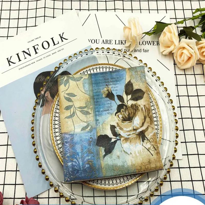 

20 pieces / bag, flowers and plants wedding gift napkin paper flower napkin Wedding Christmas party decoration hot sales