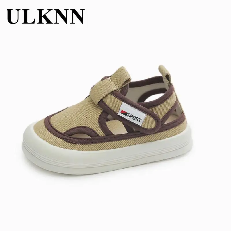 

Children's Hollow Canvas Shoes Boys Soft-soled Cloth Shoes Girls Baby Baotou Sandals Kindergarten Indoor Single Shoes