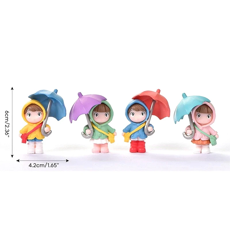 Симпатичные фигурки девушек-зонтиков мини-пейзажная фигурка на подоконнике