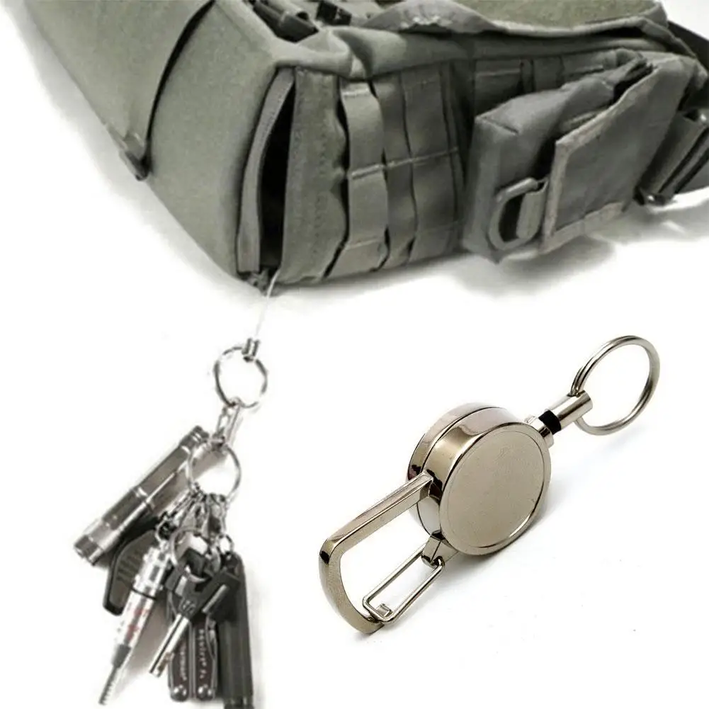 

1pcs Plating Telescopic Nylon Wire Rope Elastic Key Retractable Recoils Secure Lost Chain Keychain Anti Z2X3