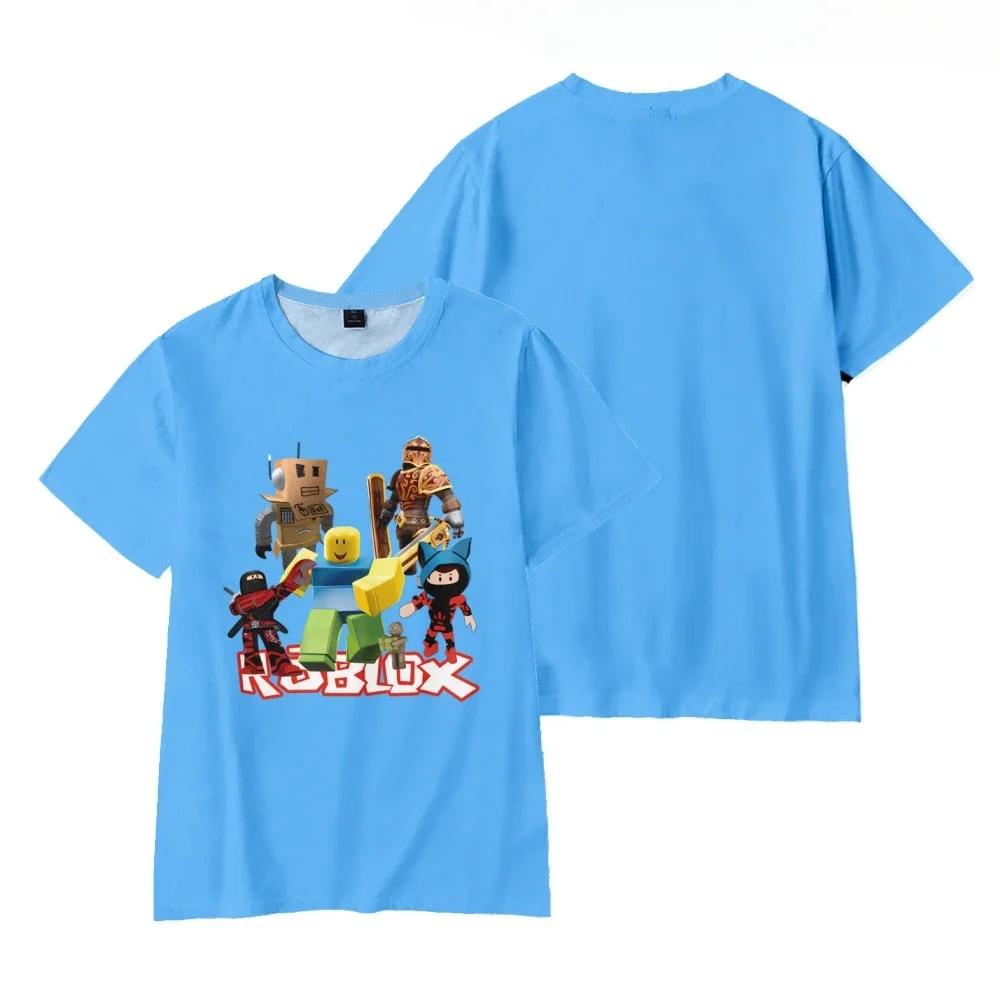Летняя Лоскутная Футболка Roblox С Мультяшным Принтом Спортивный Топ Круглым