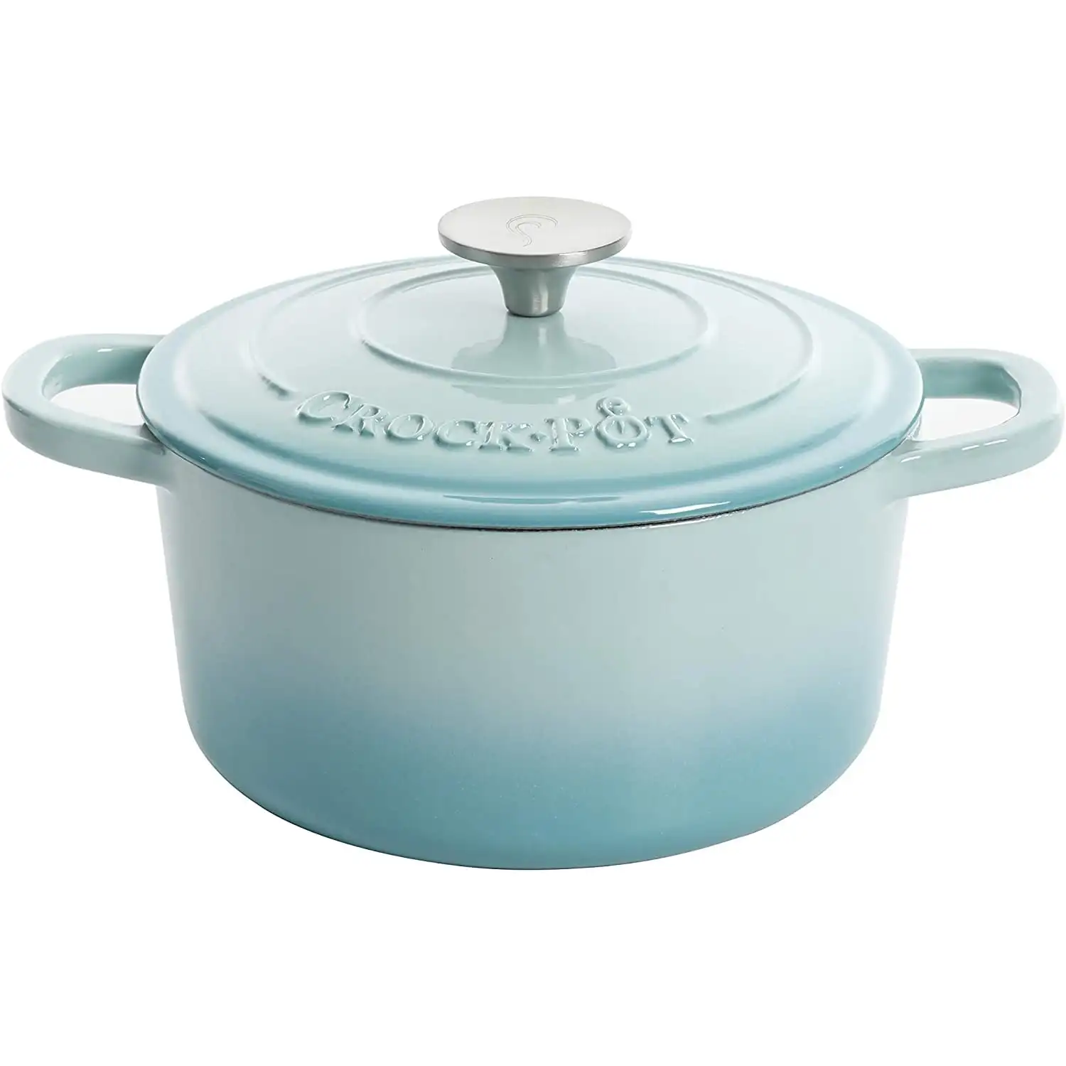 

Round Enamel Cast Iron Covered Dutch Oven Cooker, Aqua Ombre