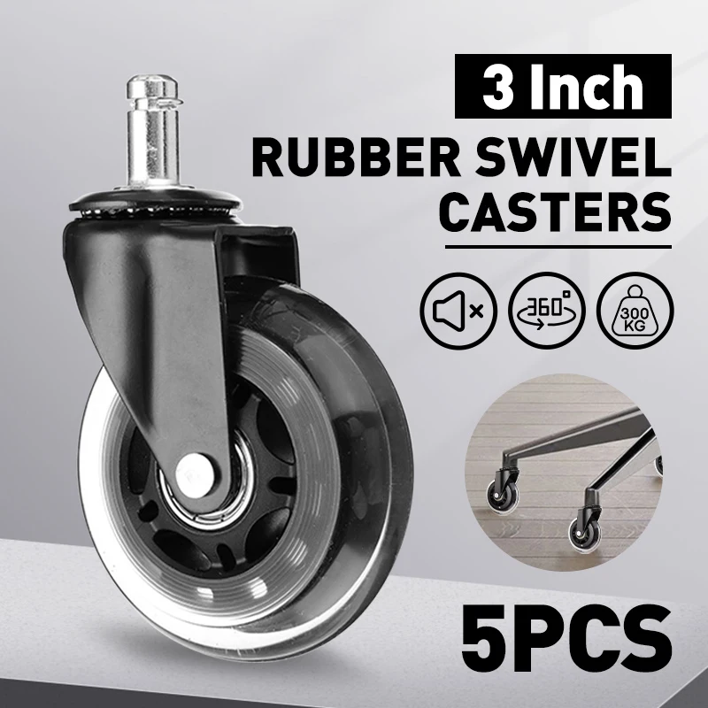 

5 PCS 3 Inch 10mm/11mm Office Chair Universal Caster Wheels Swivel Rubber Mute Placement 360° Safe Rollers Furniture Hardware