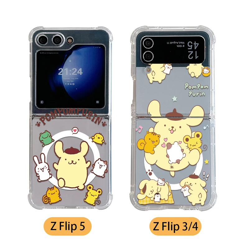 Магнитный чехол для телефона с помпоном Magsafe Samsung Galaxy Z Flip 3 4 5 6 5G мягкий прозрачный