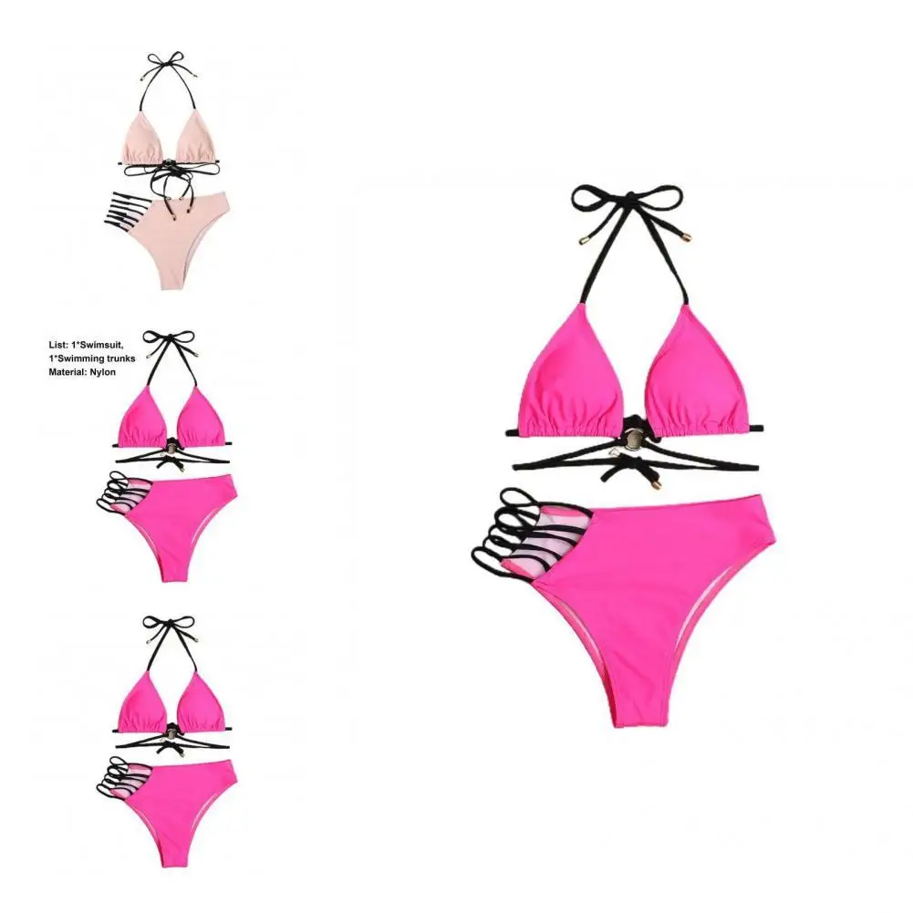 

Очаровательный Комплект из бюстгальтера и трусов, комплект из двух предметов с круглой металлической пряжкой, женский купальник, бюстгальт...