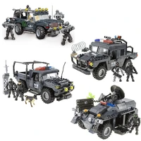 moc military police armored off road vehicle swat armed anti terrorist assault vehicle assembled model bricks toys for children