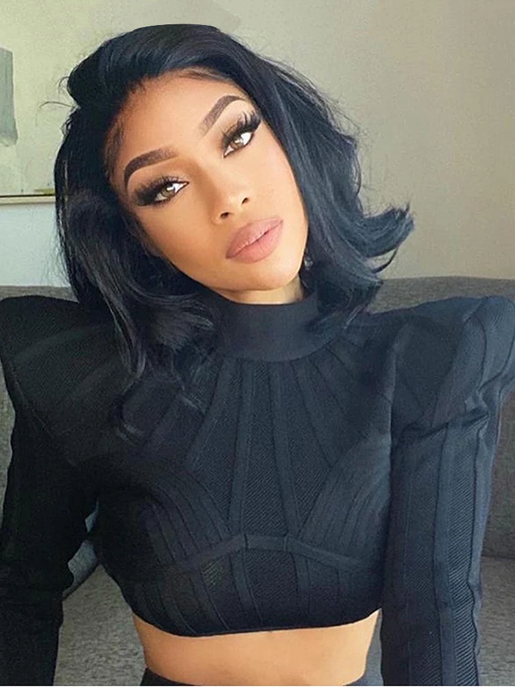 Женская короткая футболка в полоску облегающий Топ с длинным рукавом и высоким