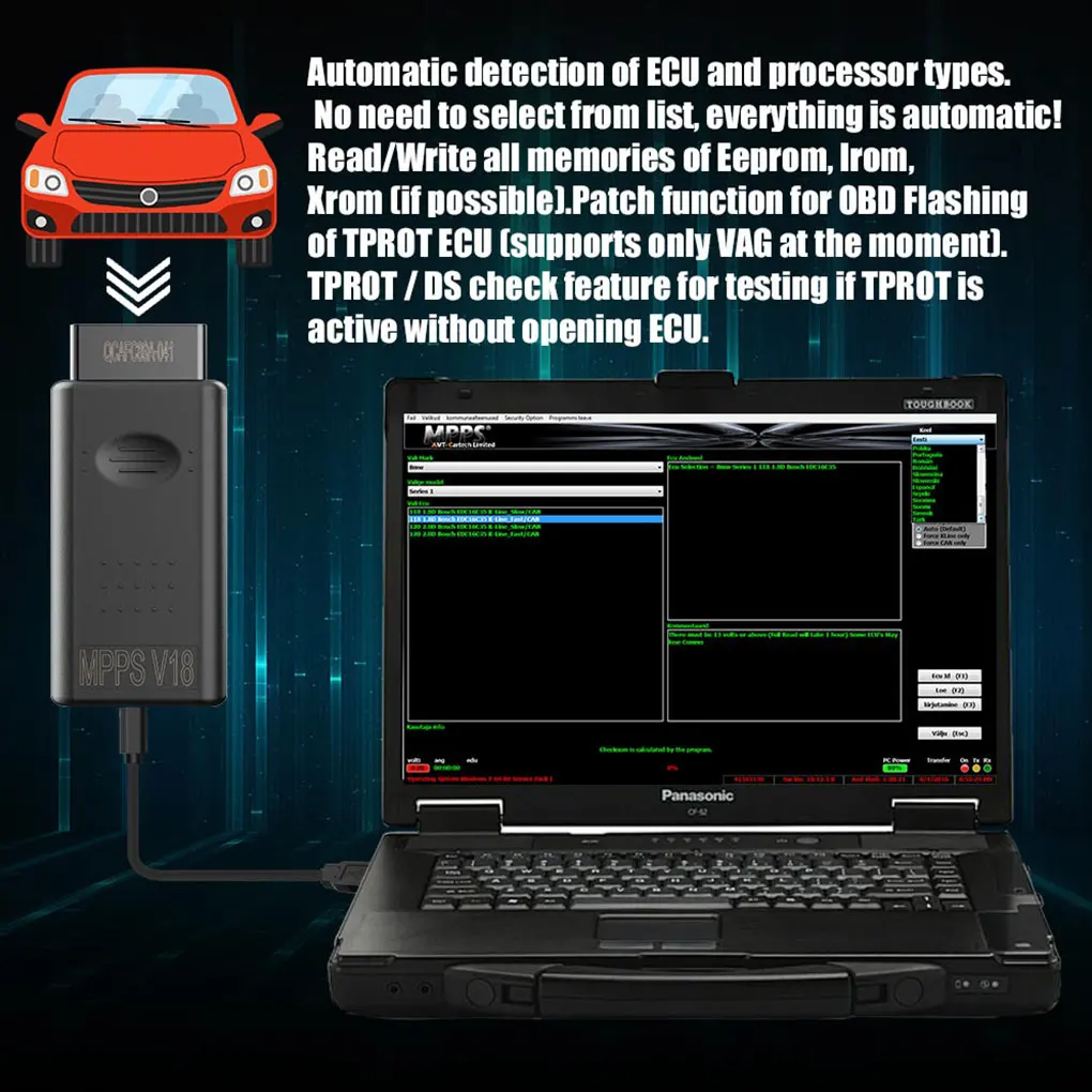 MPPS V18 ECU Flashing Chip Tuning Remapping Tool EEprom Read/Write Auto Detect Автомобильный диагностический