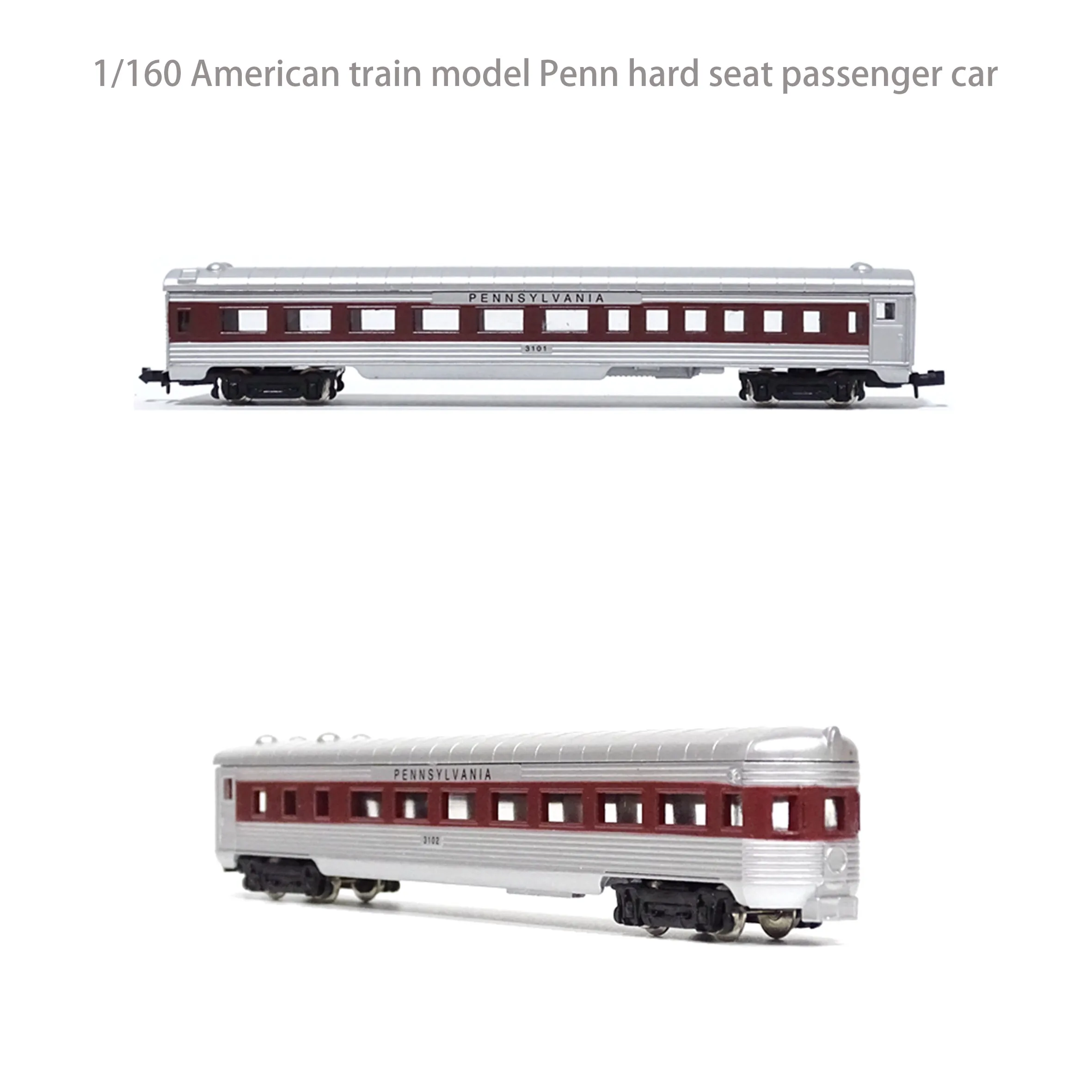

N scale 1/160 American train model Penn hard seat passenger car four axle alloy wheel Finished product model