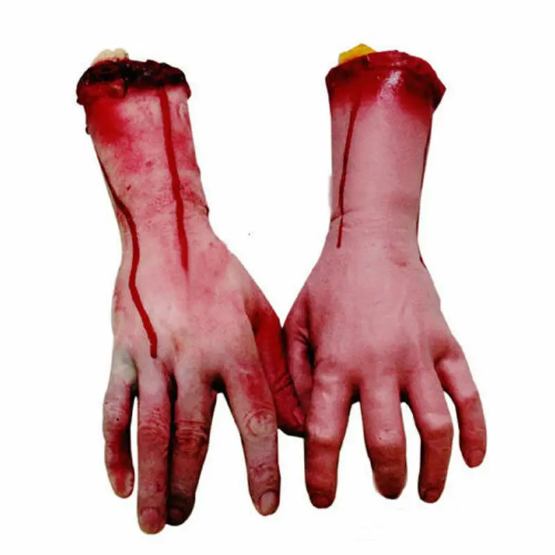 

Life like Scary Arm Hand Cut Off Bloody Horror Fake Latex Life size Arm Hand Scary Halloween Prop Haunted Party Decoration