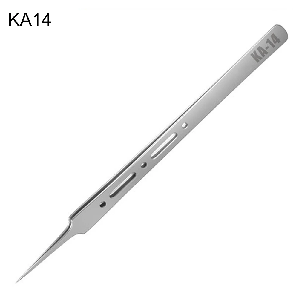 Заостренный пинцет KA11 и KA14 для точного зажима тонких компонентов. Необходимый