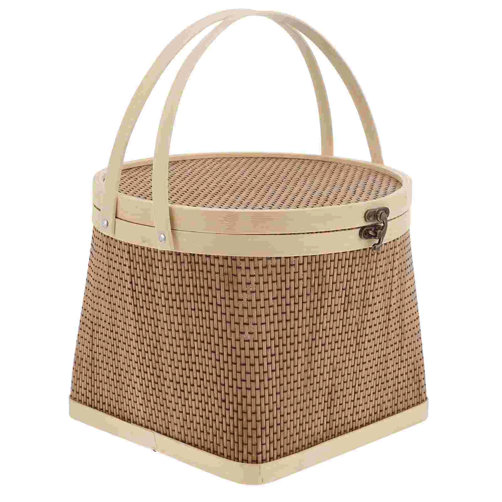 

Basketbaskets Empty Storage Handle Gift Wicker Easter Small Lidwoven Fill Togifts Picnic Box Moon Cake Portable Handwoven Large