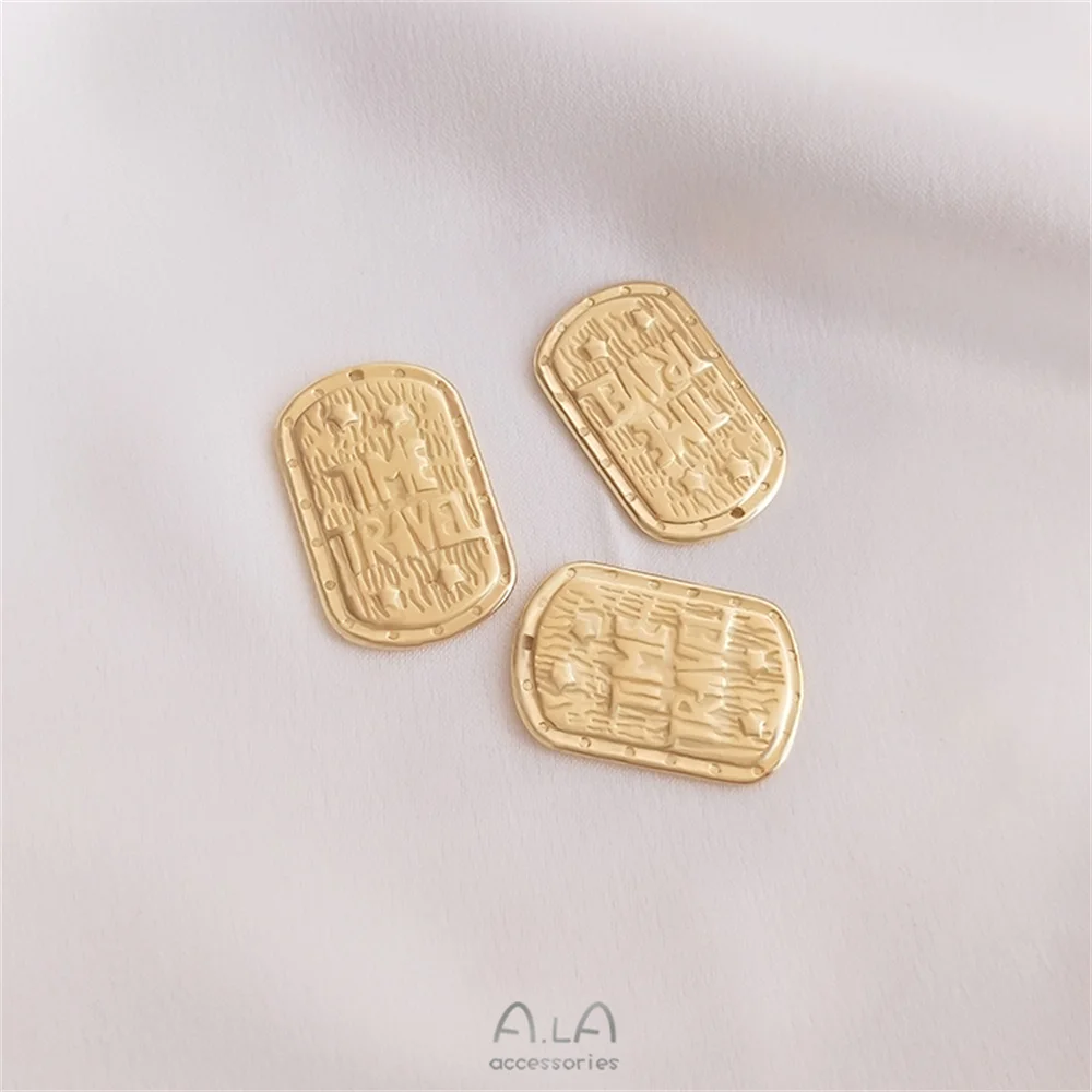 Купи 14K gold covered fashion European and American style English letters rectangular pendant diy necklace tag jewelry accessories за 82 рублей в магазине AliExpress