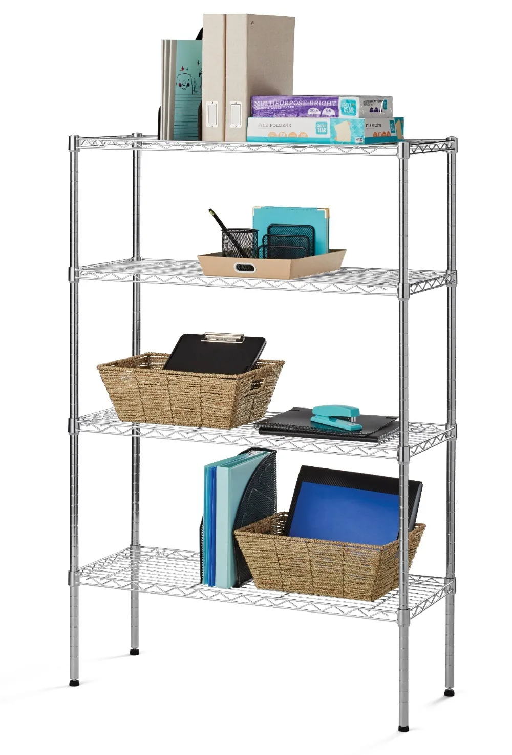 

4 Tier Wire Shelf Unit Chrome, 1400 lb Capacity ，Tool Storage Rack, home kitchen shelf, shoe rack