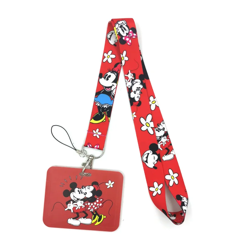 Mickey Minnie Mouse Hug Anime Lanyard Badge Holder ID Card Lanyards Mobile Phone Rope Key Neck Straps Keychain Ring |