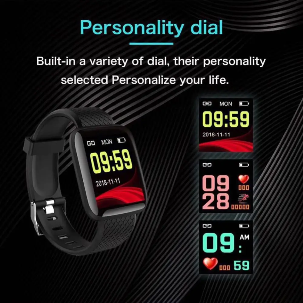 Умный Браслет D13 116 Plus 1 3 дюйма Bluetooth совместимый с монитором кровяного давления и