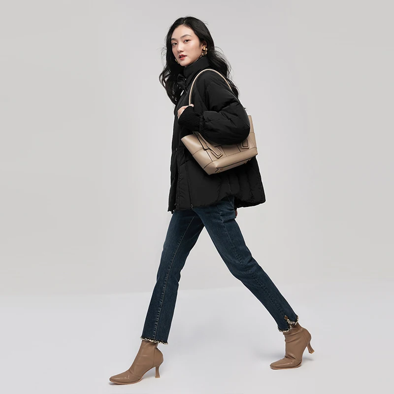 New Jackets for Women  90%  White Duck Down  High Street  Abrigos De Mujer  Slim  Adjustable Waist  Coats White Black