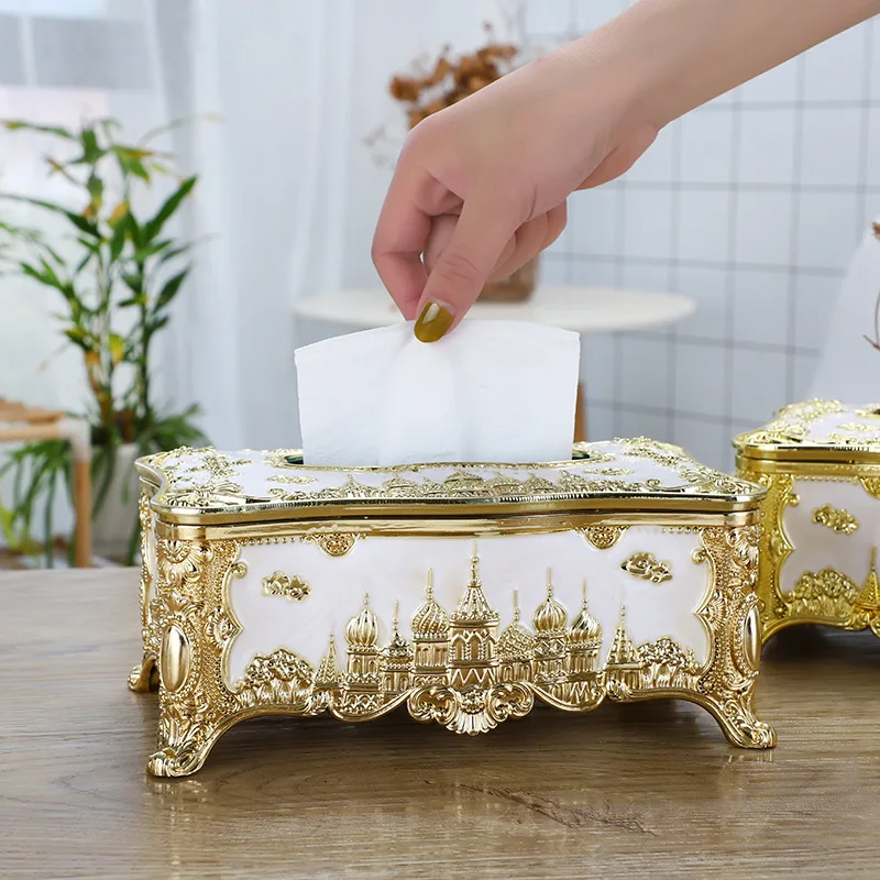 

Creative European-style castle tissue holder storage box retro acrylic paper box high-end cafe home kitchen fashion paper box