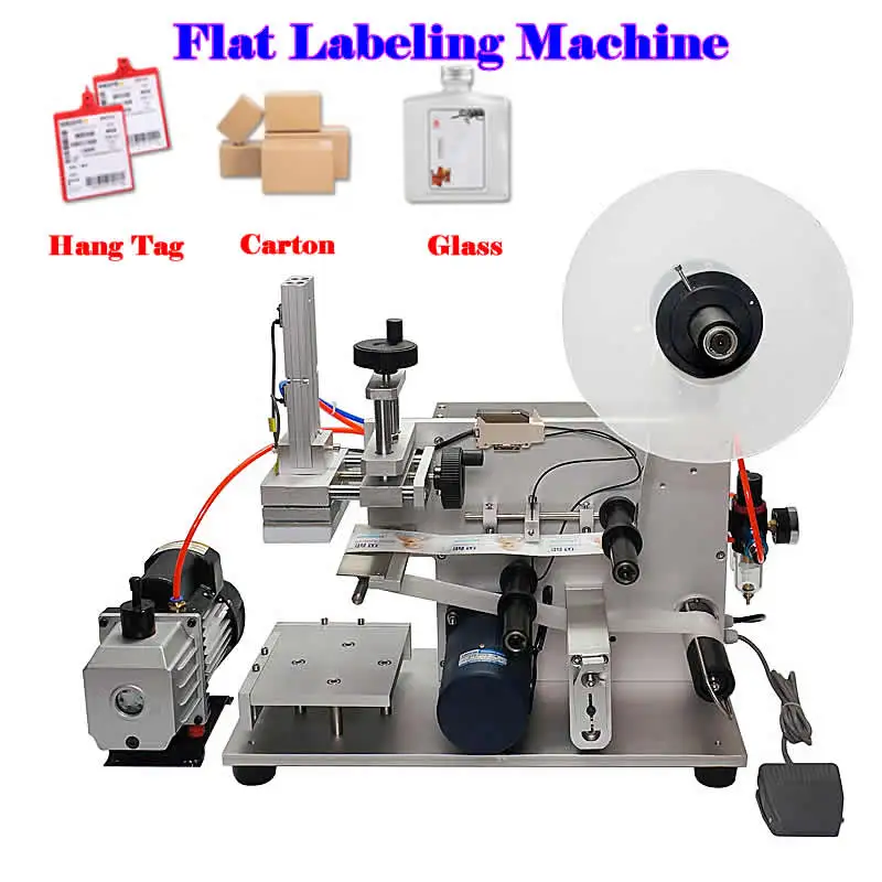 

Semi-automatic Flat Bottlel Labeling Sticking Machine With Label Printer for Square Bottle/Flat Product Labeling Coding Date