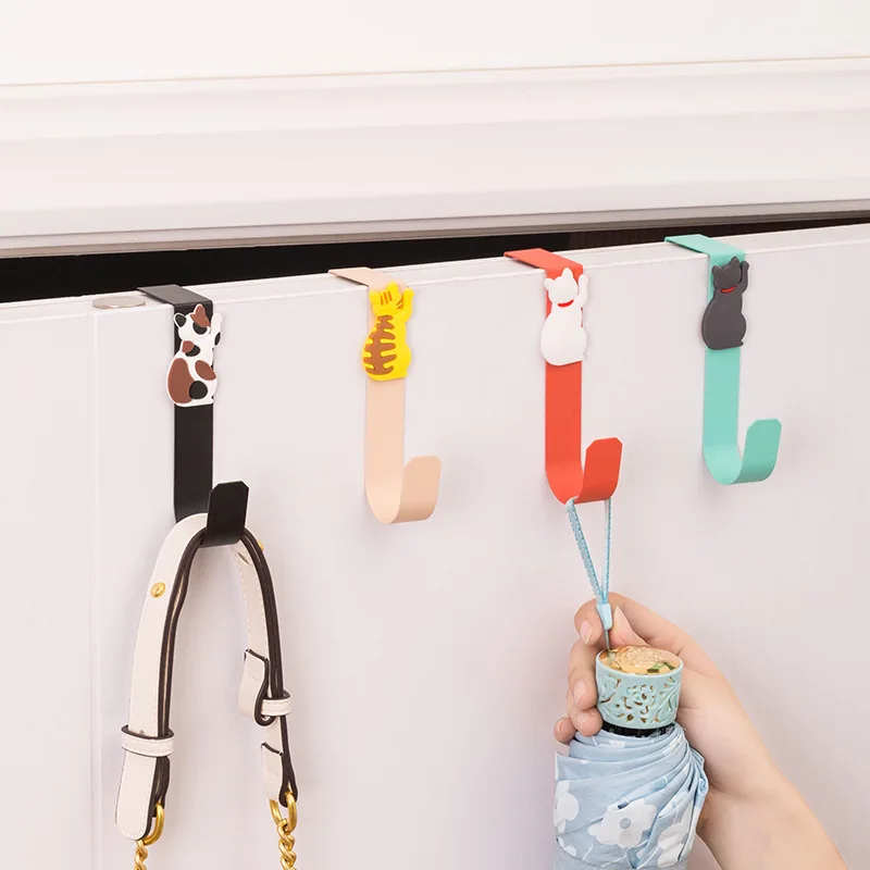 

Cat Shape Towels Clothes Coat Bathroom Accessories Storage Hanger Kitchen Cabinet Hook Stainless Steel Door Back Hanging Holder