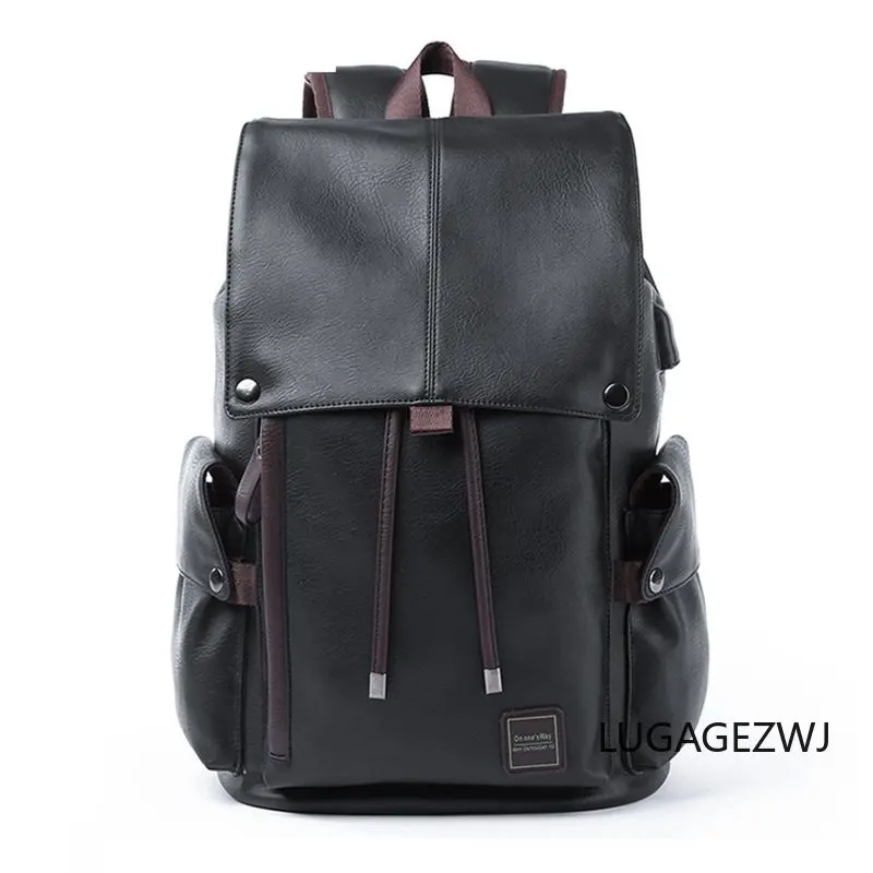 

Men's Business Leisure Computer Backpack With USB Charging Port Large Capacity Genuine Leather Student Backpack Waterproof Bag