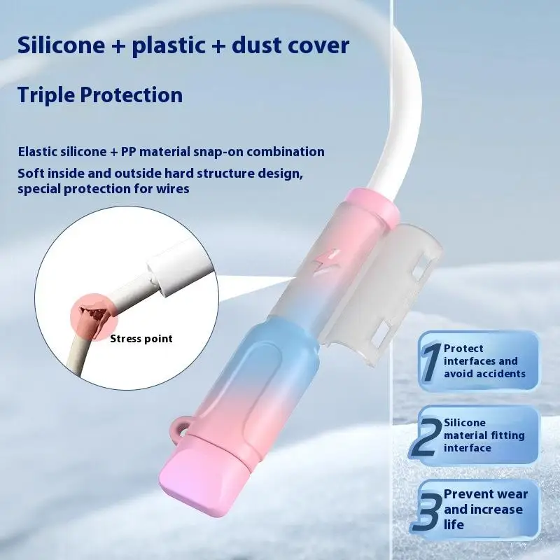 Фото Charger Cable Protector Soft Silicone Cover Type C Charger Cable Protector Cable Protector Cord Saver Practical Accessories №4