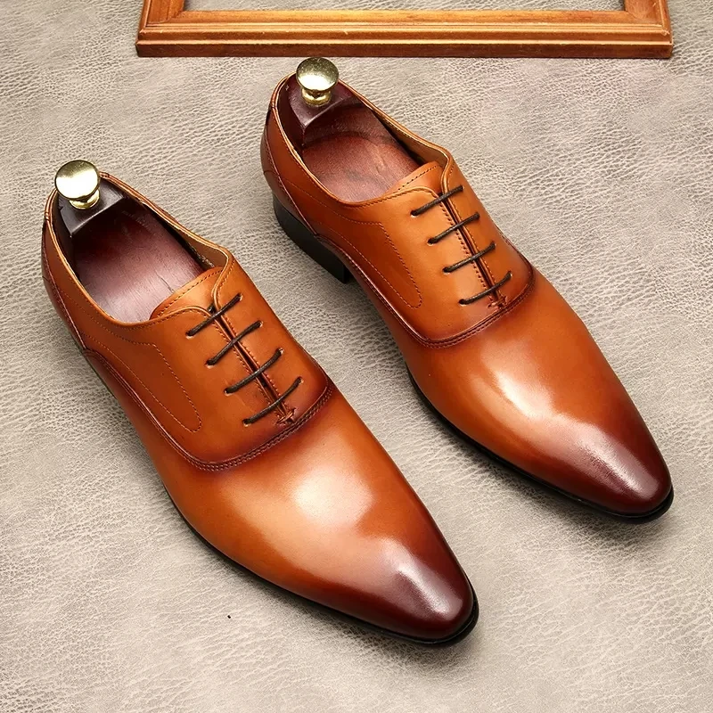 

Black Color brown Color Shoes For Men Classic Oxford Mens Formal Shoes Genuine Leather Wedding Business Dress Pointed Toe Shoes
