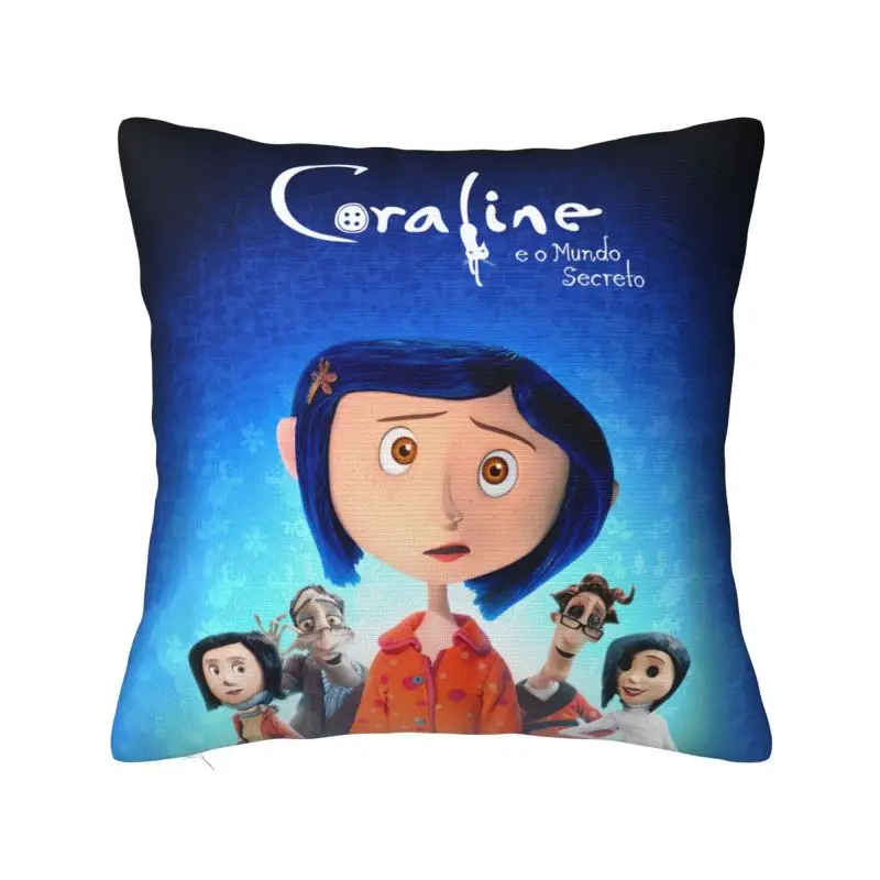 

Хэллоуин Coraline, подушка из фильма ужасов, искусственная квадратная наволочка 45x45 см для дивана