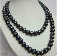 36 inch rare tahitian 11 12mm nanhai black pearl necklace 14k gold buckle