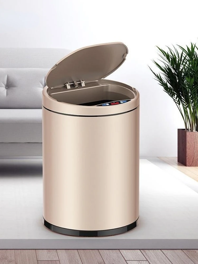 

Intelligent Trash Bin Home Living Room Bedroom Kitchen Bathroom Automatic Induction Trash Can Stainless Steel Trash Can