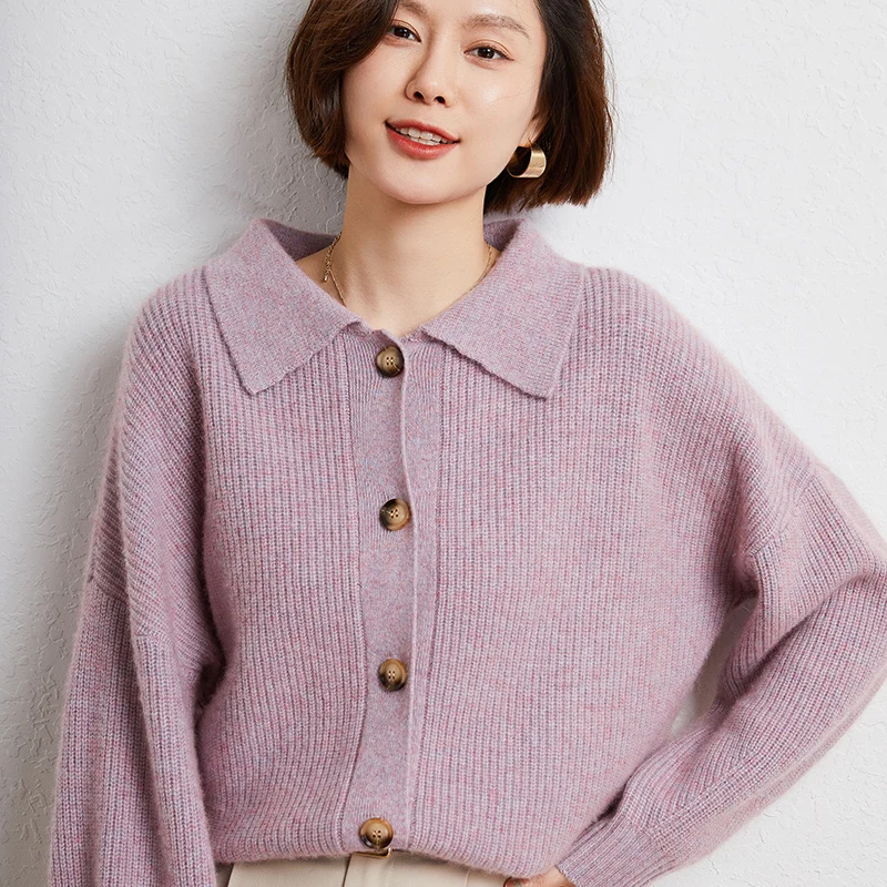 2022 Winter Cloth Women Cardigan Sweaters 100% Cashmere Knitted Female Autumn High Quality Stardard Woolen Tops