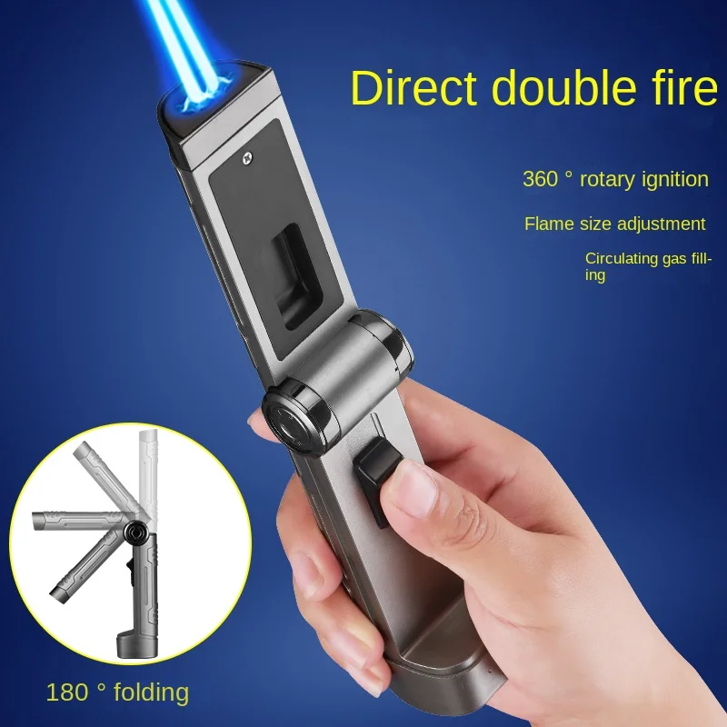 

Foldable Double Fire Direct Charge Lighter Cigar Windproof Outdoor Lighter